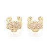 Shell Shape Brass Enamel Cuff Earrings EJEW-T049-06G-2