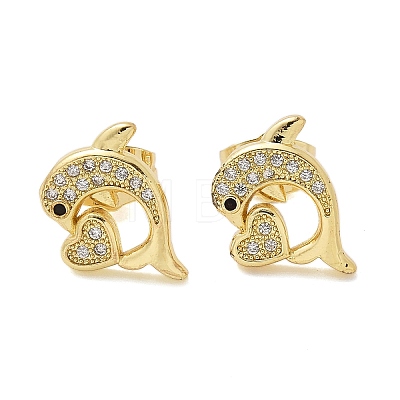Micro Pave Cubic Zirconia Stud Earrings EJEW-D305-05G-1