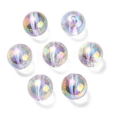UV Plating Transparent Rainbow Iridescent Acrylic Beads OACR-F004-01B-1