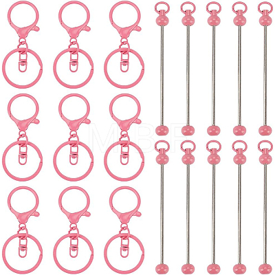 20Pcs 2 Styles Baking Paint Zinc Alloy Keychain Claspsp with Iron Bar Beadable Keychain FIND-SC0009-54A-1