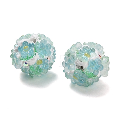 Polymer Clay Rhinestone Beads with Resin X-RESI-Z045-07-1
