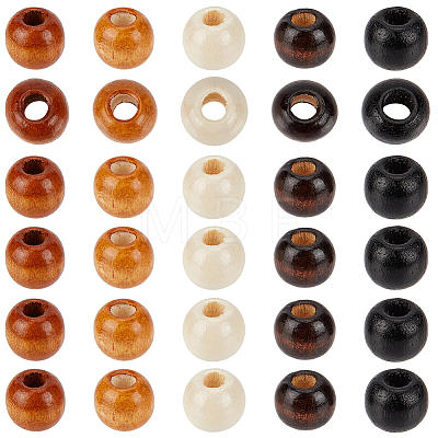 500Pcs 5 Colors Maple Wood Beads WOOD-GF0002-47-1