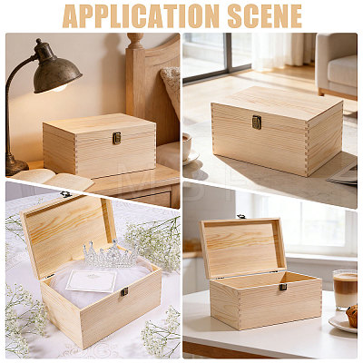 Pine Wood Flip Top Storage Boxes CON-WH0095-231-1
