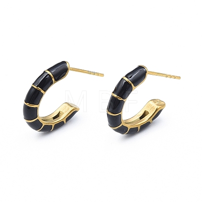 Enamel C-shape Stud Earrings EJEW-N052-05E-1