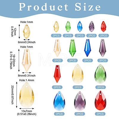 30Pcs 15 Styles Transparent Glass Pendants GLAA-TA0001-34-1