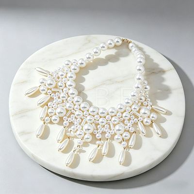 Summer Beach Resin & Glass Layered Bib Necklaces for Women WGA2460-01-1