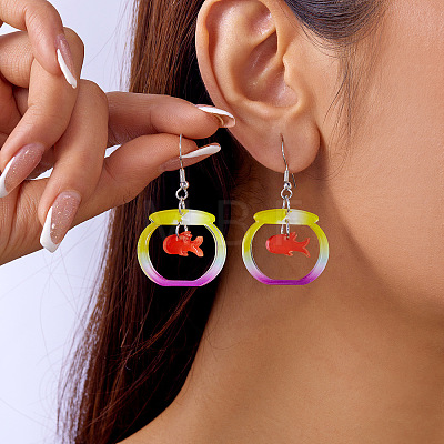 Iron Acrylic Dangle Earrings for Women WG59803-02-1