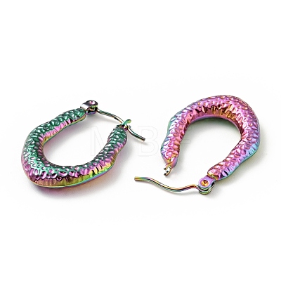 Ion Plating(IP) Rainbow Color 304 Stainless Steel Teardrop Chunky Hoop Earrings for Women EJEW-G293-14M-1