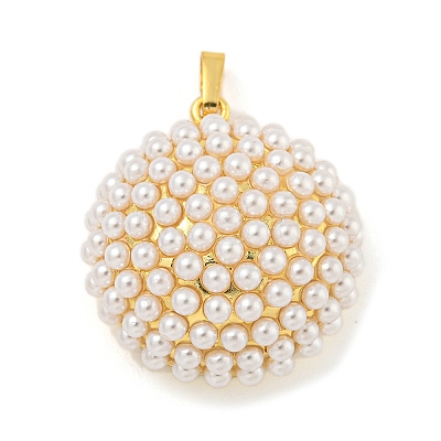 Rack Plating Brass & ABS Plastic Imitation Pearl Pendants KK-N255-03A-G-RS-1