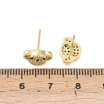 Brass Micro Pave Clear Cubic Zirconia Dog Stud Earrings EJEW-F400-09G-1