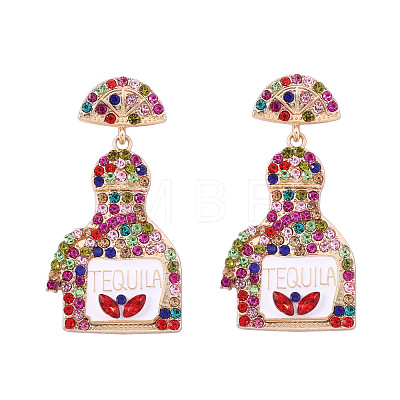 Zinc Alloy Rhinestone Dangle Stud Earrings FS-WG8FD93-07-1
