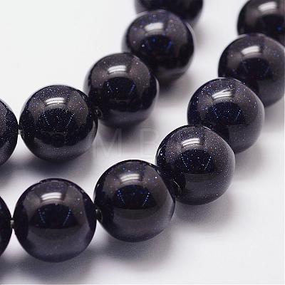 Synthetic Blue Goldstone Beads Strands G-N0178-03-10mm-1