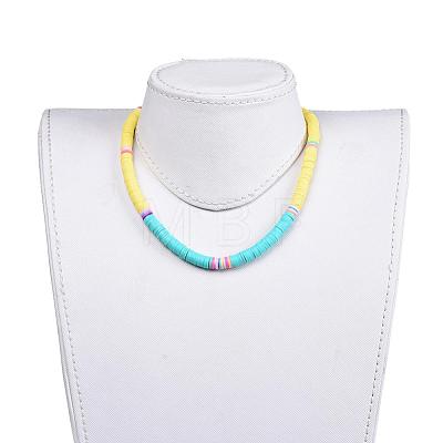 Handmade Polymer Clay Heishi Beaded Choker Necklaces NJEW-JN02722-02-1