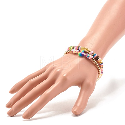Handmade Polymer Clay Heishi Beads Stretch Bracelets Sets BJEW-JB07341-1