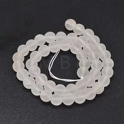Frosted Round Natural Quartz Crystal Beads Strands G-K068-17-8mm-1