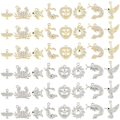 32Pcs 8 Styles Alloy Rhinestone Pendants FIND-YW0011-53KCG-1
