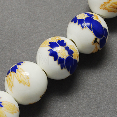 Handmade Printed Porcelain Beads PORC-Q199-12mm-04-1