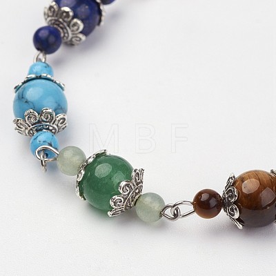 Natural & Synthetic Gemstone Beaded Bracelets X-BJEW-P065-11-1