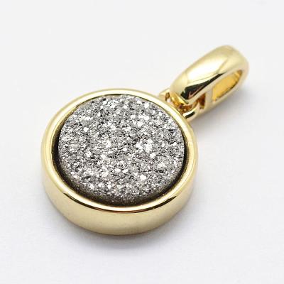 Electroplated Natural Druzy Agate Charms G-G720-09-1
