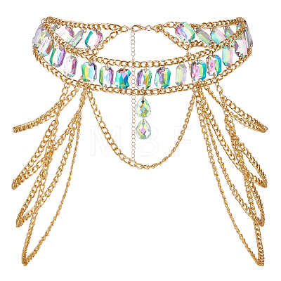 Rhinestone Cup Chains Belts AJEW-WH0470-61G-1