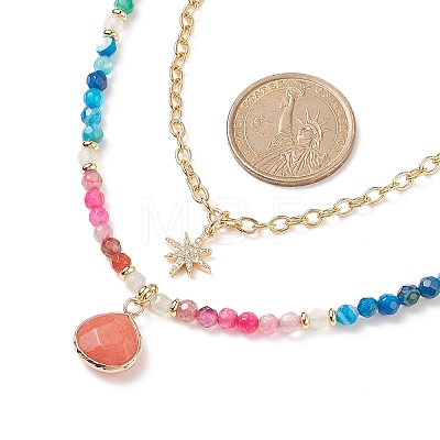 Teardrop Natural Agate Beads & White Jade Pendant Necklace Sets NJEW-JN04093-1