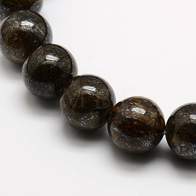 Round Natural Bronzite Beads Strands G-P059B-01-1