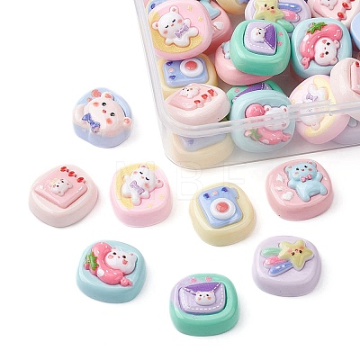 40Pcs 8 Styles Opaque Cute Cartoon Resin Cabochons CRES-YW0001-18-1