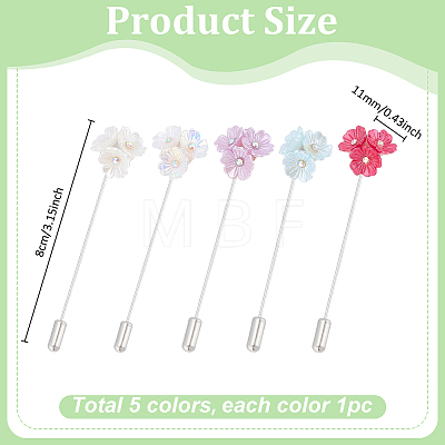5Pcs Forget-me-not 304 Stainless Steel Lapel Pins JEWB-PH01279-1