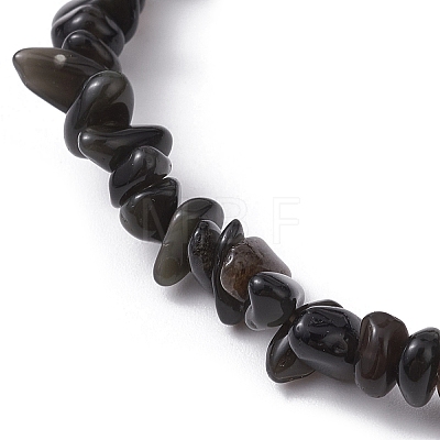 Natural Obsidian Chips Beaded Stretch Bracelets for Women BJEW-JB10046-12-1