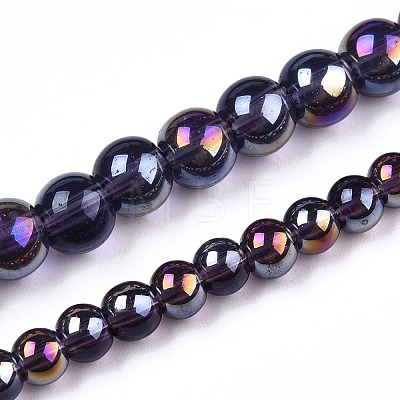 Electroplate Transparent Glass Beads Strands GLAA-T032-T4mm-AB03-1