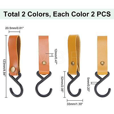 AHADEMAKER 4Pcs 2 Colors PU Imitation Leather Hook Hangers AJEW-GA0004-42-1