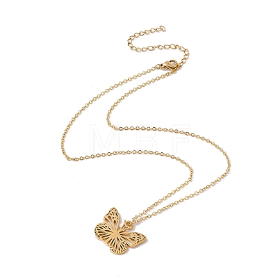 Initial Letter with Butterfly Pendant Necklace LS-NJEW-C026-01G-I-1
