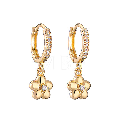 Brass & Clear Cubic Zirconia Hoop Earrings WGDC18D-02-1