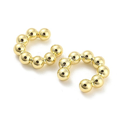 Brass Round Beaded Cuff Earrings EJEW-I300-03B-1
