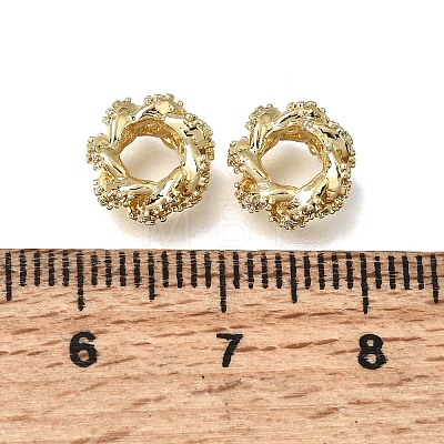 Brass Micro Pave Clear Cubic Zirconia Beads KK-K427-02C-G-1