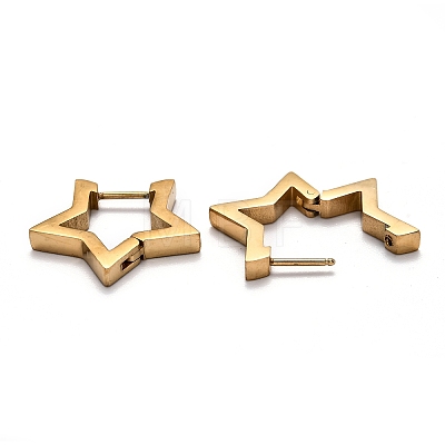 304 Stainless Steel Star Huggie Hoop Earrings STAS-J033-05G-1