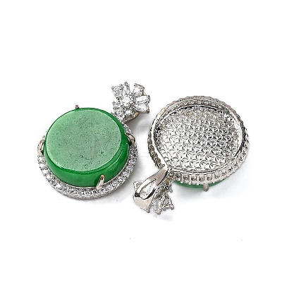 Dyed Natural Myanmar Jade Flower Flat Round Pendants KK-Q050-01A-1