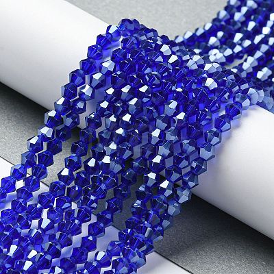 Transparent Electroplate Glass Beads Strands GLAA-F029-3mm-C06-1