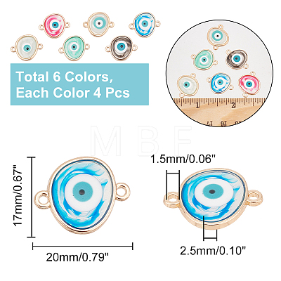   24Pcs 6 Colors Transparent Evil Eye Resin Connector Charms RESI-PH0001-86-1