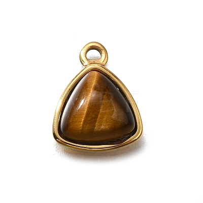 Natural Tiger Eye Triangle Charms STAS-D310-02G-01-1