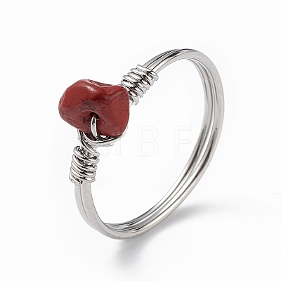 Natural Mixed Gemstone Chips Finger Ring RJEW-L082-03P-1