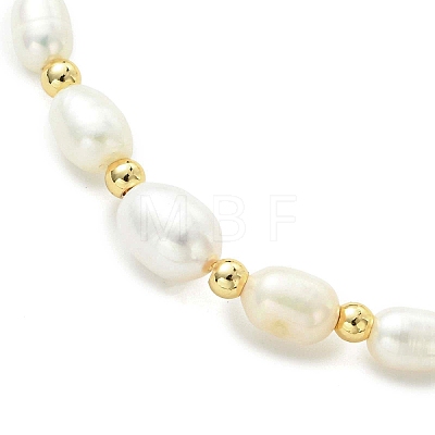 Adjustable Natural Cultured Freshwater Pearl & Brass Beads Slider Bracelets  for Women BJEW-JB13607-1
