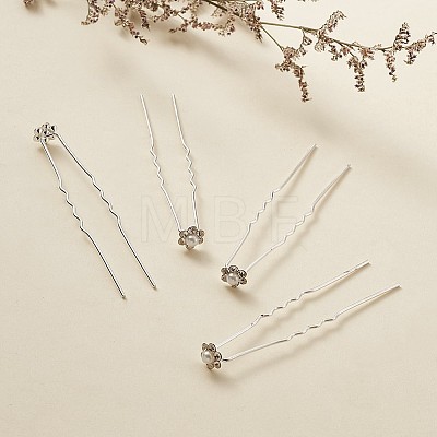 Wedding Bridal Alloy Rhinestone Hair Forks OHAR-TAC0001-01S-1