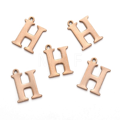 Ion Plating(IP) 304 Stainless Steel Alphabet Charms STAS-H122-H-RG-1