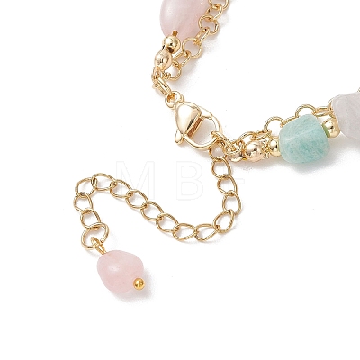Natural Mixed Gemstone & Brass Rolo Chains Multi-strand Bracelets for Women BJEW-JB13161-1