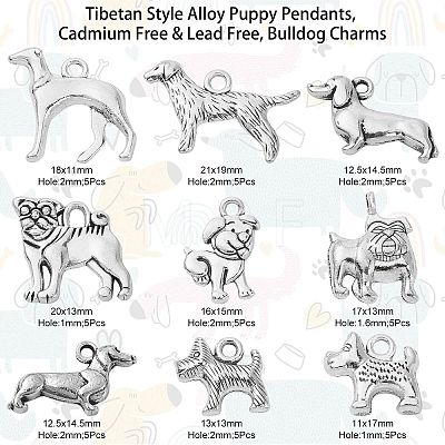 Tibetan Style Alloy Puppy Pendants TIBEP-CJ0001-18-1