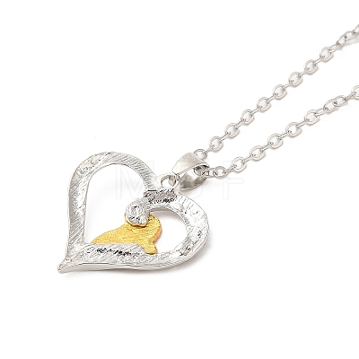 Heart with Word Best Wishes Zinc Alloy Pendant Necklaces for Christmas LS-NJEW-M203-02A-GP-1