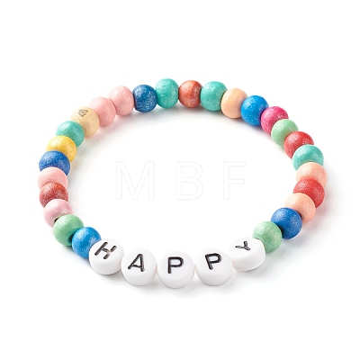 Acrylic Beads Letter Stretch Bracelets BJEW-JB07021-1