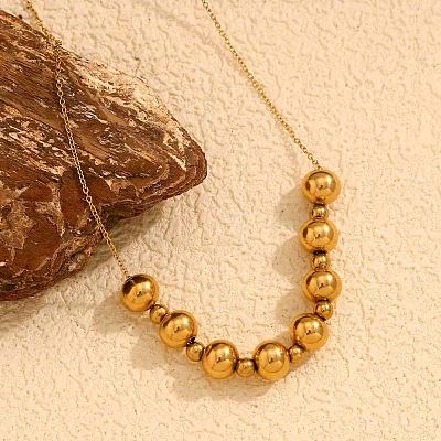 Stainless Steel Round Beaded Necklaces for Women UA9365-1-1
