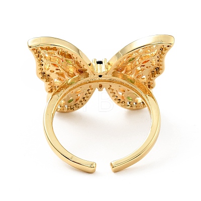 Colorful Cubic Zirconia Butterfly Open Cuff Ring KK-D080-13G-1